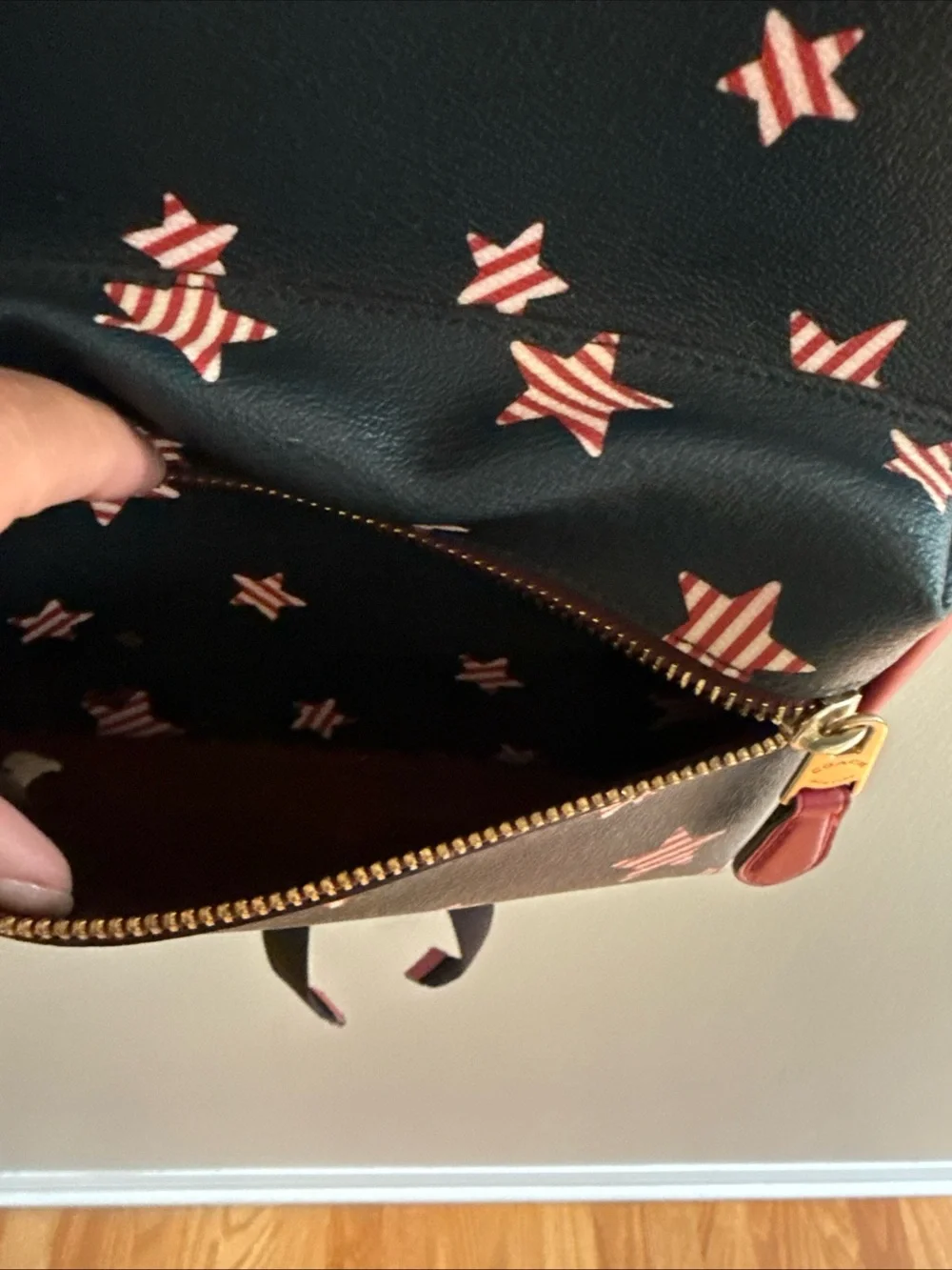 Coach Black Backpack Americana Stars Medium Charlie Bag Leather Rucksack 2865